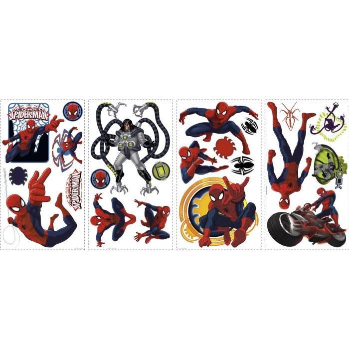 SPIDERMAN Stickers Muraux Enfant (4 Planches Repositionnables)