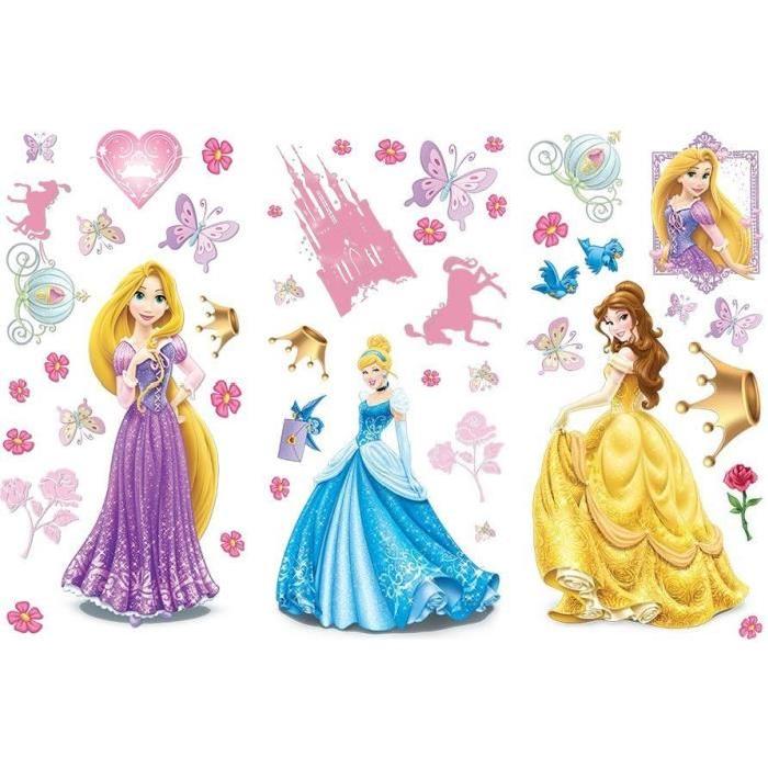 PRINCESSE Lot de 3 Stickers muraux 34x17 cm