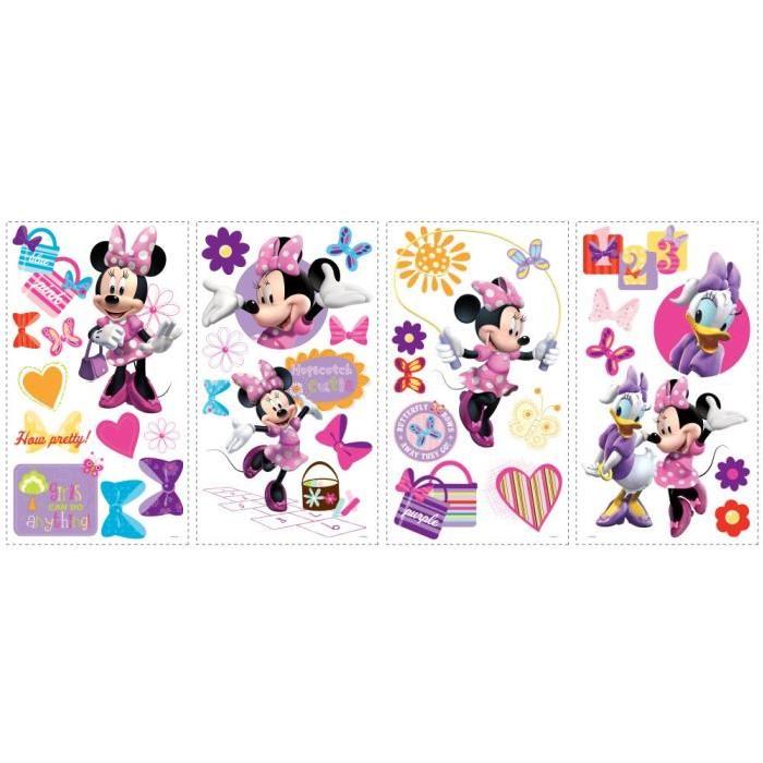 ROOMMATES Lot de 33 stickers DISNEY MINNIE repositionnables 4 feuilles de 10,1cm x 44,1cm