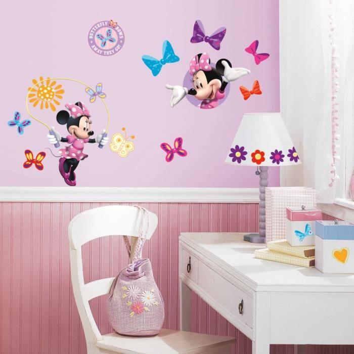 ROOMMATES Lot de 33 stickers DISNEY MINNIE repositionnables 4 feuilles de 10,1cm x 44,1cm