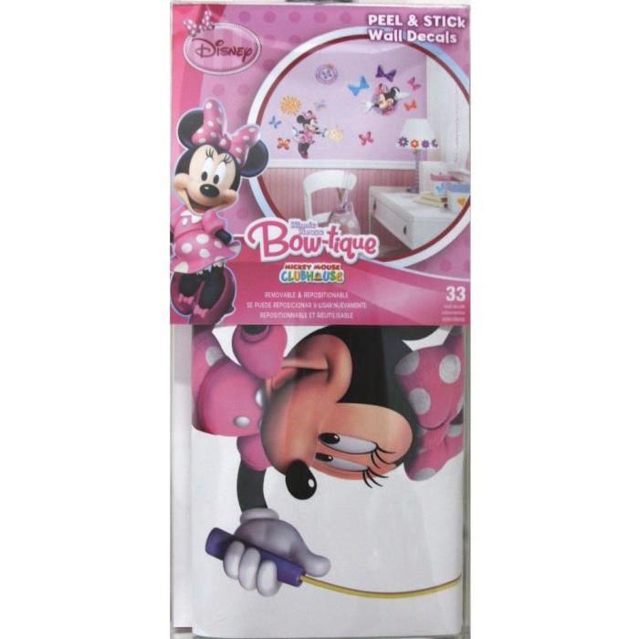 ROOMMATES Lot de 33 stickers DISNEY MINNIE repositionnables 4 feuilles de 10,1cm x 44,1cm