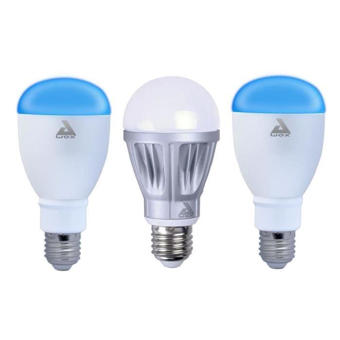 AWOX Lot de 3 ampoules LED avec une ampoule blanche dimmable E27 et 2 ampoules couleur E27 SmartLIGHT - Connecté