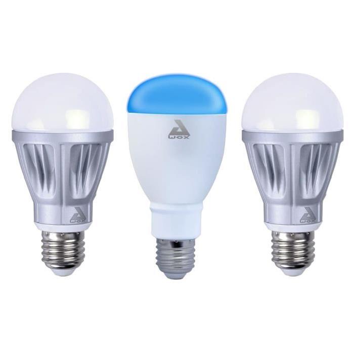 AWOX Lot de 2 Ampoules blanches dimmables E27 + 1 ampoule couleur E27 LED SmartLIGHT