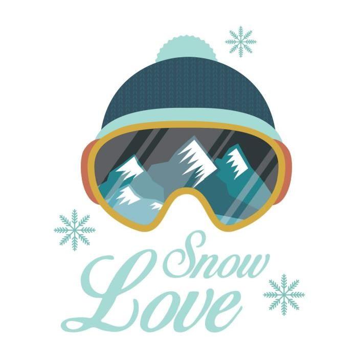 Stickers adhésif mural Snow love goggles - 55x67cm