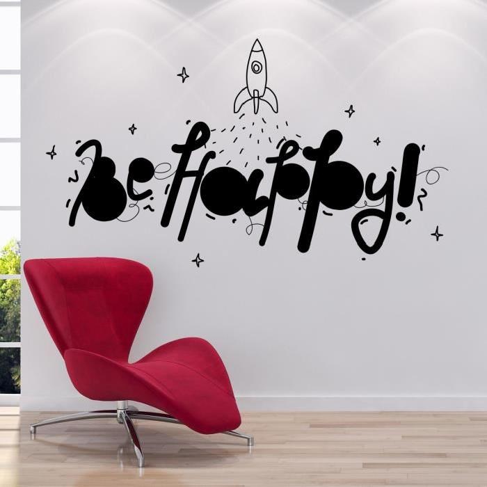 Stickers adhésif mural Be happy - 73x42cm