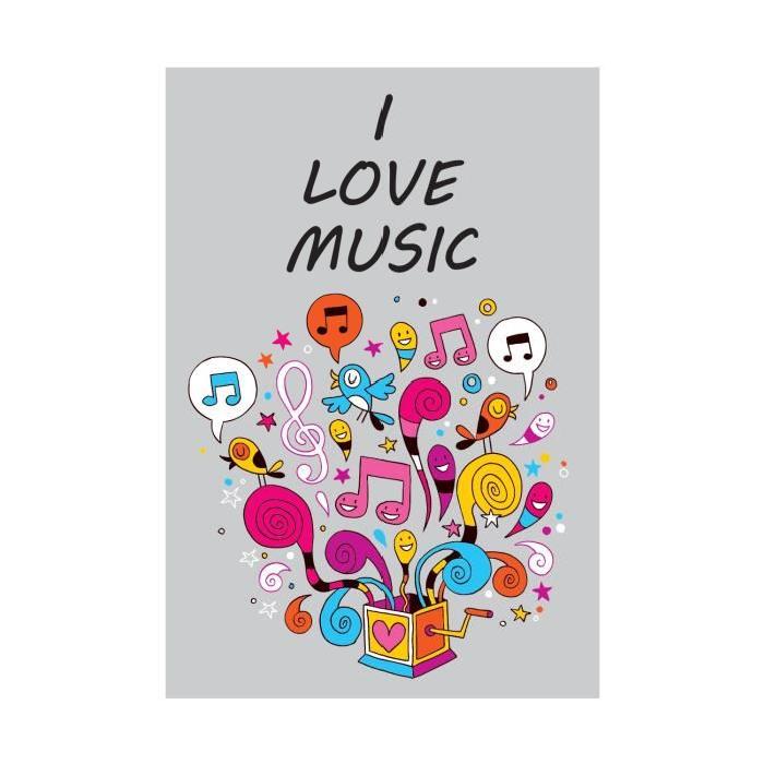 Stickers adhésif mural I love music - 50x72cm