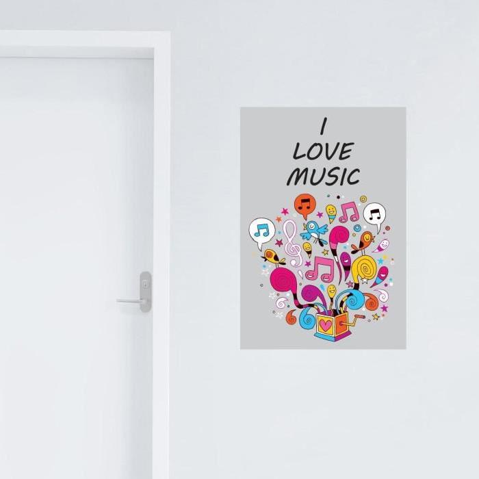 Stickers adhésif mural I love music - 40x58cm