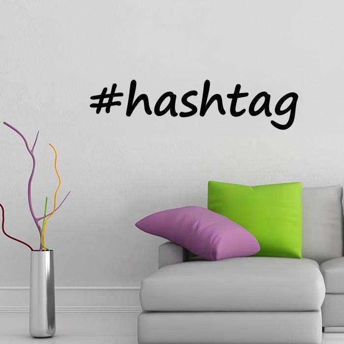 Stickers adhésif mural #hashtag - 80x19cm