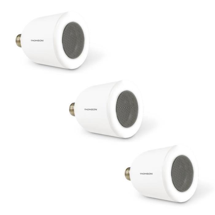 THOMSON Lot de 3 ampoules LED connectées E27 5 W équivalent a 50W avec enceinte bluetooth