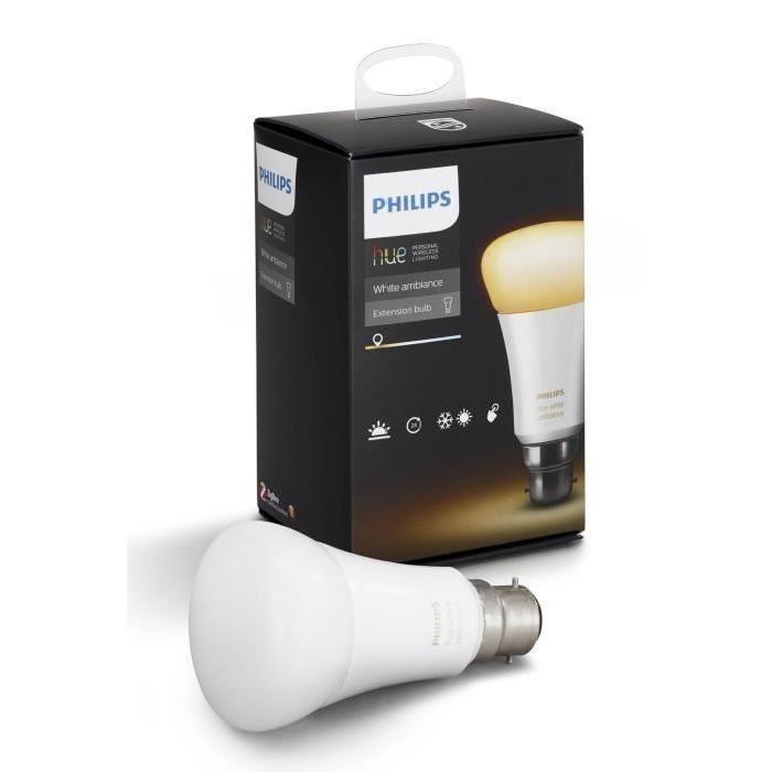 PHILIPS Hue Ampoule LED connectée White Ambiance B22 9 W équivalent a 60 W blanc chaud