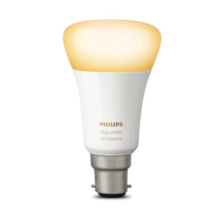 PHILIPS Hue Ampoule LED connectée White Ambiance B22 9 W équivalent a 60 W blanc chaud