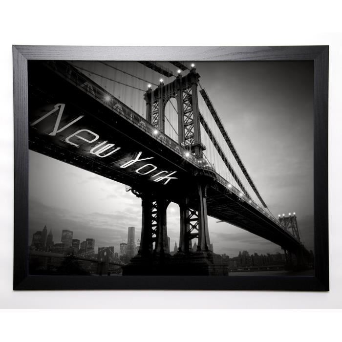 BLONDE ATTITUDE Image encadrée New York Bridge 57x77 cm Gris