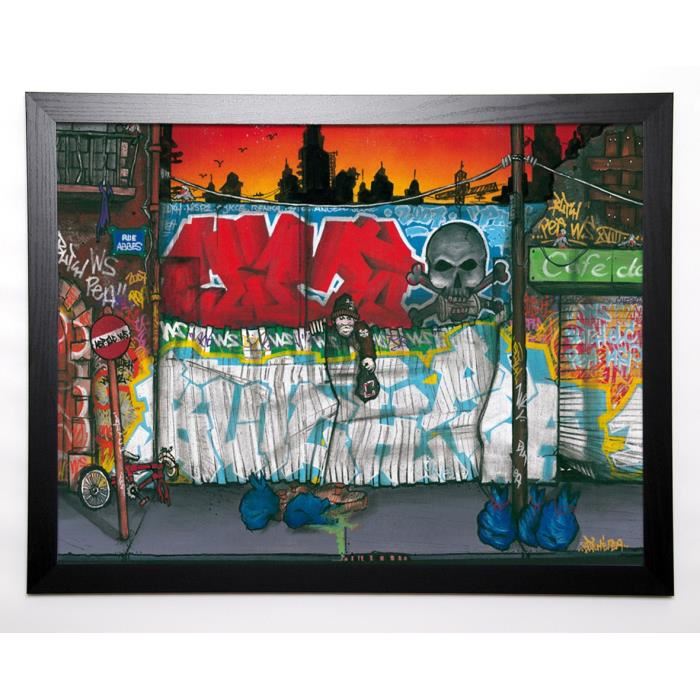 BUTCH & PEA Image encadrée Rue Abbes 57x77 cm Multicolore