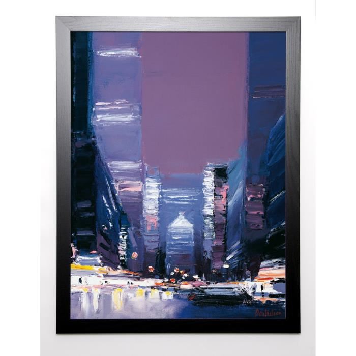 DOUTRELEAU Image encadrée New York La nuit 67x87 cm Violet