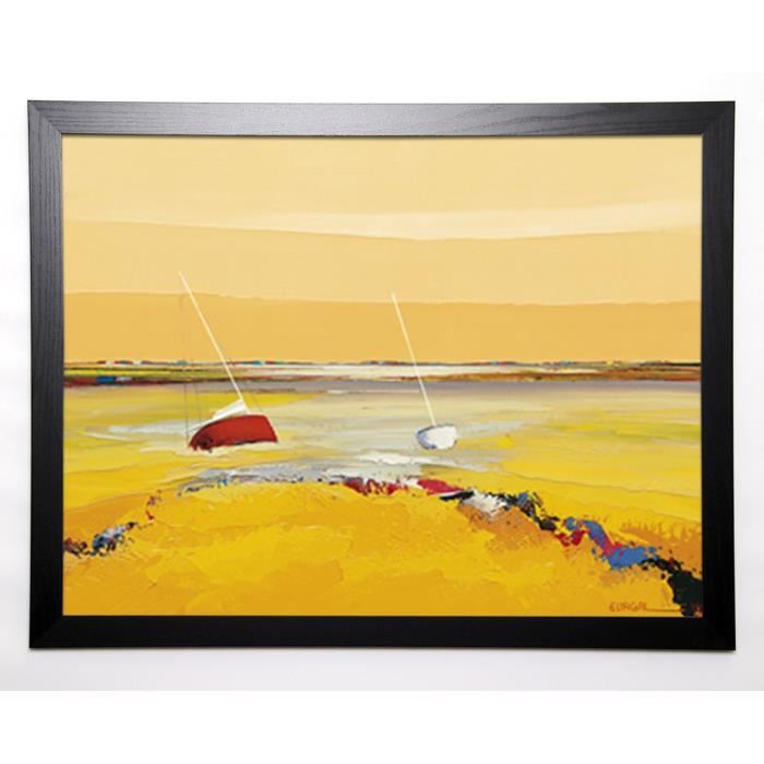 EURGAL CHRISTIAN Image encadrée Barques sur horizon 57x77 cm Jaune