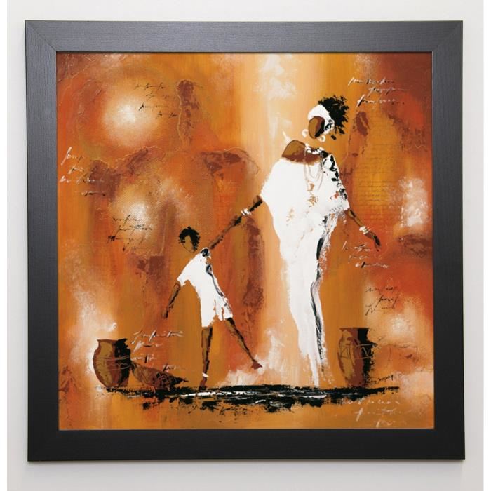 JOHANNA Image encadrée Maman et moi II 57x57 cm Orange