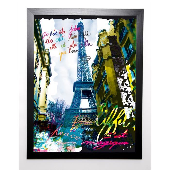 KALY Image encadrée Magique Eiffel 57x77 cm Multicolore