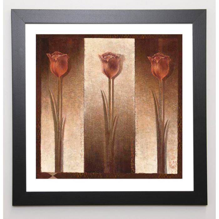 LATOUR Image encadrée Three Tulips 57x57 cm Marron