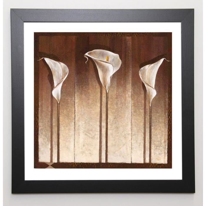 LATOUR Image encadrée Three Calla Lilies 57x57 cm Marron