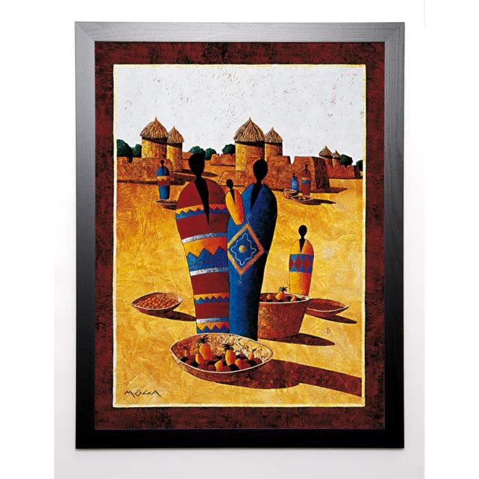 MÖGA Image encadrée Marché Dogon 67x87 cm Marron