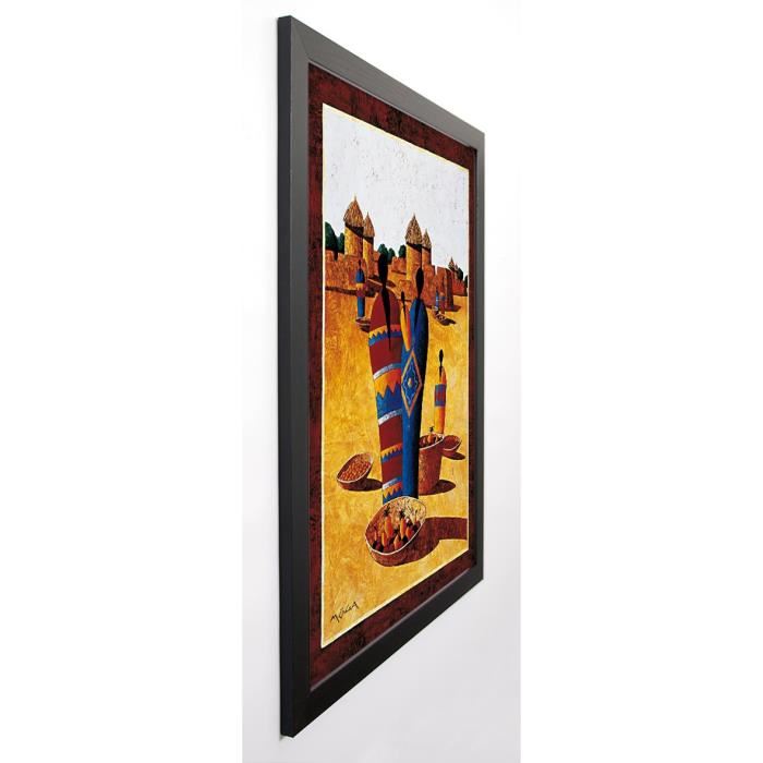 MÖGA Image encadrée Marché Dogon 67x87 cm Marron