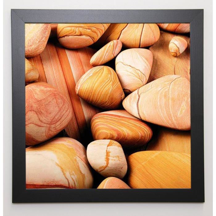 PINSARD Image encadrée Galets II 57x57 cm Beige