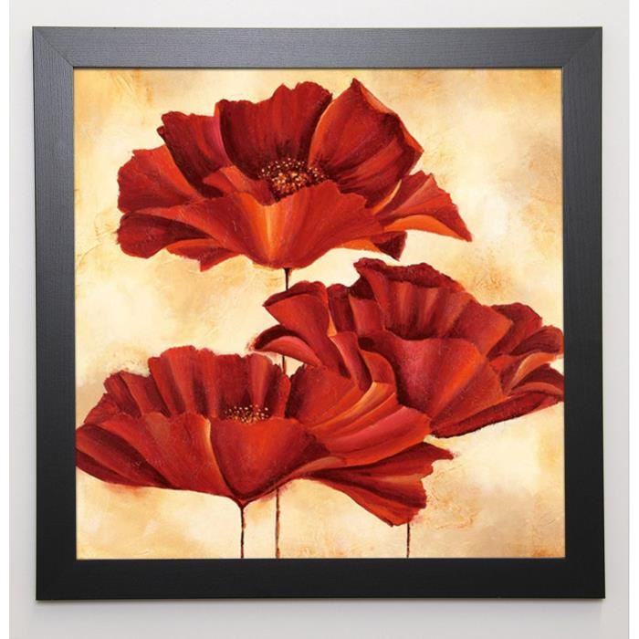 RABBETT Image encadrée Three Poppies I 57x57 cm Rouge