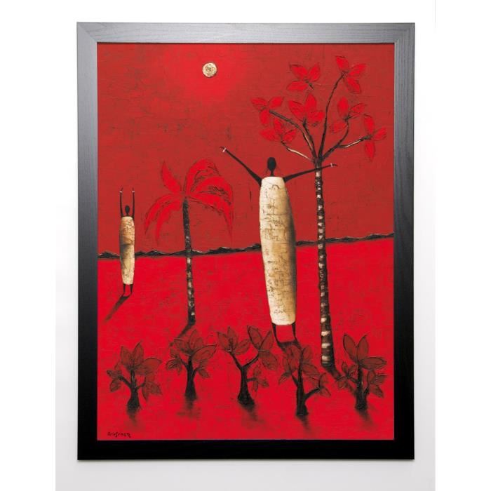 RAUSCHER MICHEL Image encadrée Si pres, si loin 67x87 cm Rouge