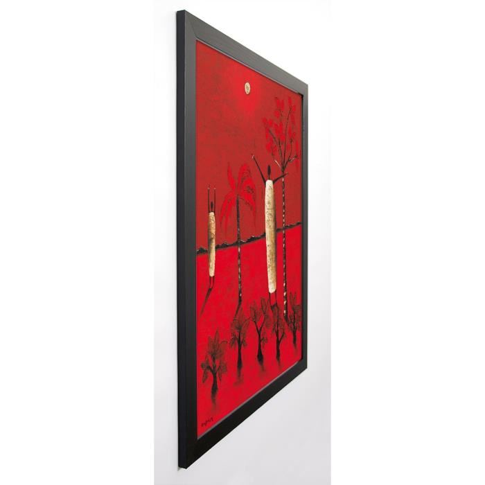 RAUSCHER MICHEL Image encadrée Si pres, si loin 67x87 cm Rouge