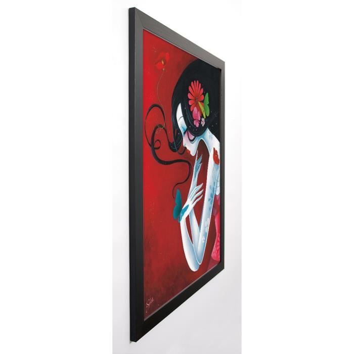 SYBILE Image encadrée Un coeur de papillon 67x87 cm Rouge