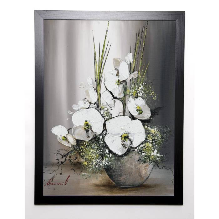 TRAMONI OLIVIER Image encadrée Univers d'orchide?es blanches I 57x77 cm Gris