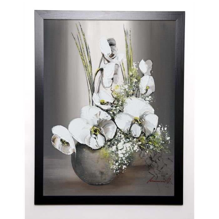 TRAMONI OLIVIER Image encadrée Univers d'orchide?es blanches II 57x77 cm Gris