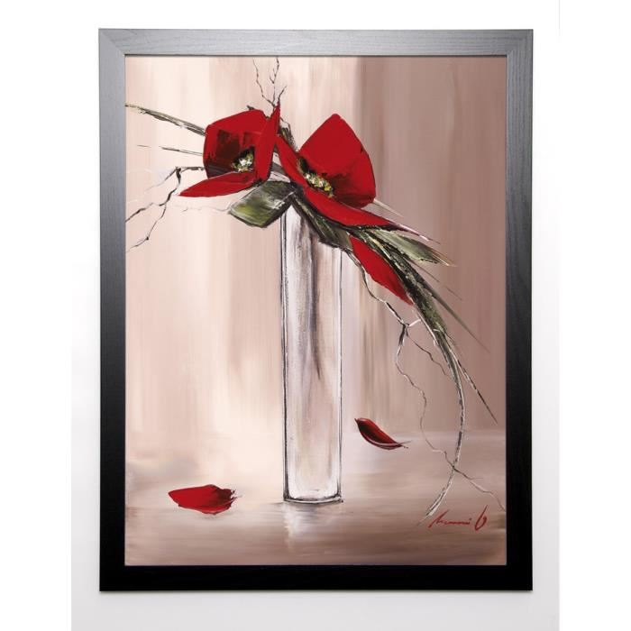 TRAMONI OLIVIER Image encadrée Les fleurs rouges II 67x87 cm Beige