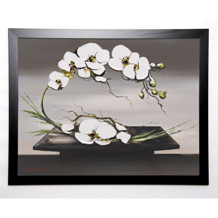 TRAMONI OLIVIER Image encadrée Bonheur d'orchide?es blanches I 67x87 cm Beige