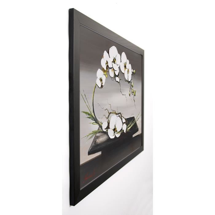 TRAMONI OLIVIER Image encadrée Bonheur d'orchide?es blanches I 67x87 cm Beige