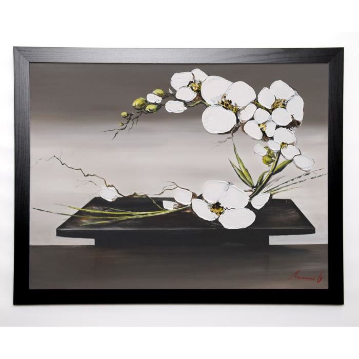 TRAMONI OLIVIER Image encadrée Bonheur d'orchide?es blanches II 67x87 cm Beige