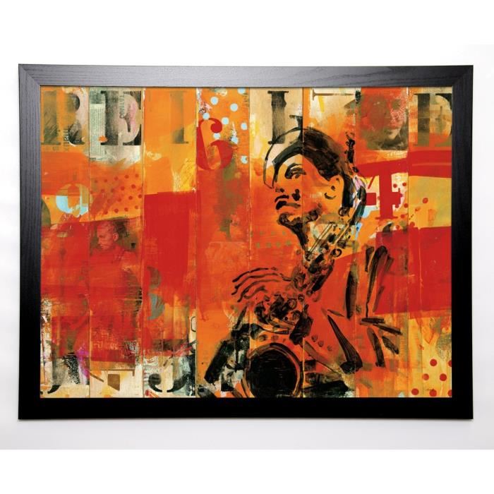 VIEUX THIERRY Image encadrée Jazz II 67x87 cm Orange