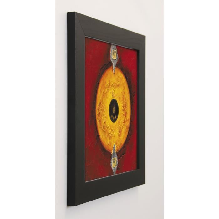 ARTHURE Image encadrée Le cercle noir 37x37 cm Jaune