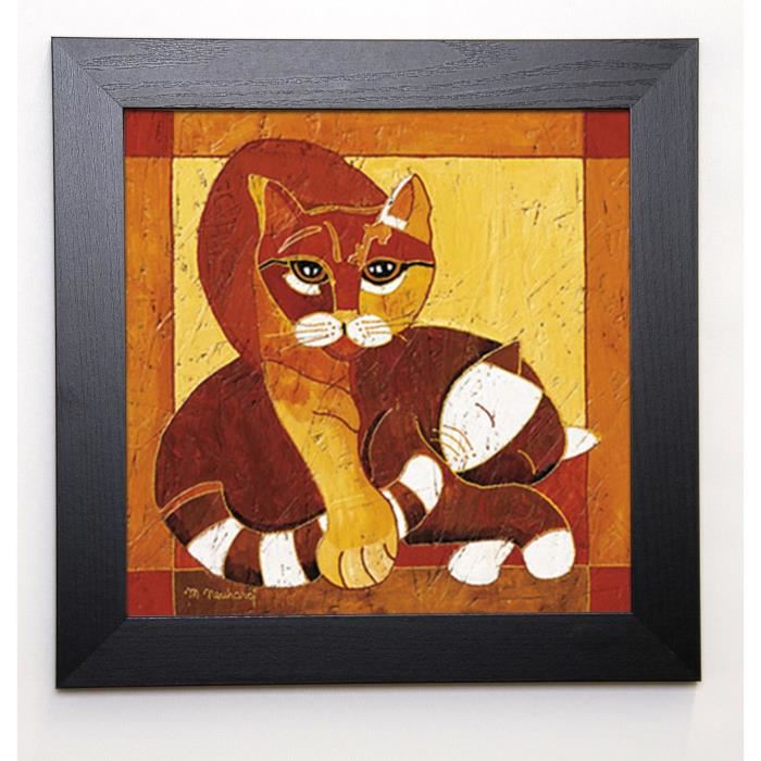 NEUHARD MICHeLE Image encadrée Chats I 37x37 cm Orange