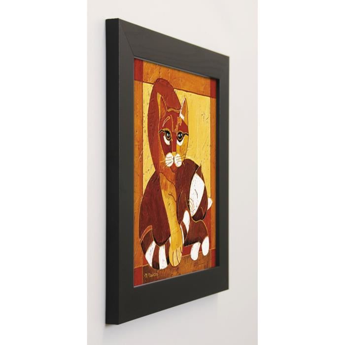 NEUHARD MICHeLE Image encadrée Chats I 37x37 cm Orange