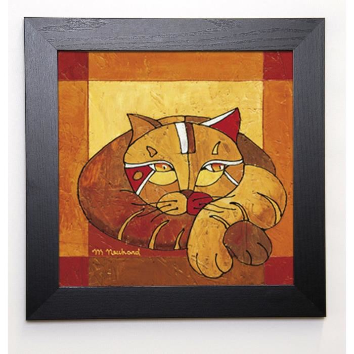 NEUHARD MICHeLE Image encadrée La sieste du chat II 37x37 cm Orange