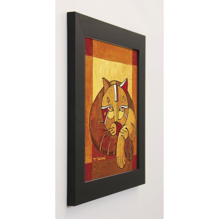 NEUHARD MICHeLE Image encadrée La sieste du chat II 37x37 cm Orange