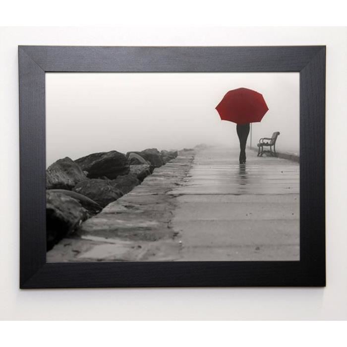 ANONYME Image encadrée Red Umbrella III - 37x47 cm - Rouge