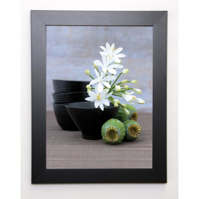 BEYLER CATHERINE Image encadrée Composition Zen : Coupes, fleurs d'Agapanthe et Pavots - 37x47 cm - Multicolore