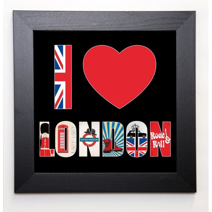 BLONDE ATTITUDE Image encadrée I love London 37x37 cm Noir