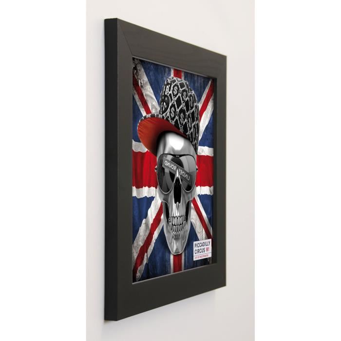 BLONDE ATTITUDE Image encadrée Skull Union Jack 37x37 cm Multicolore