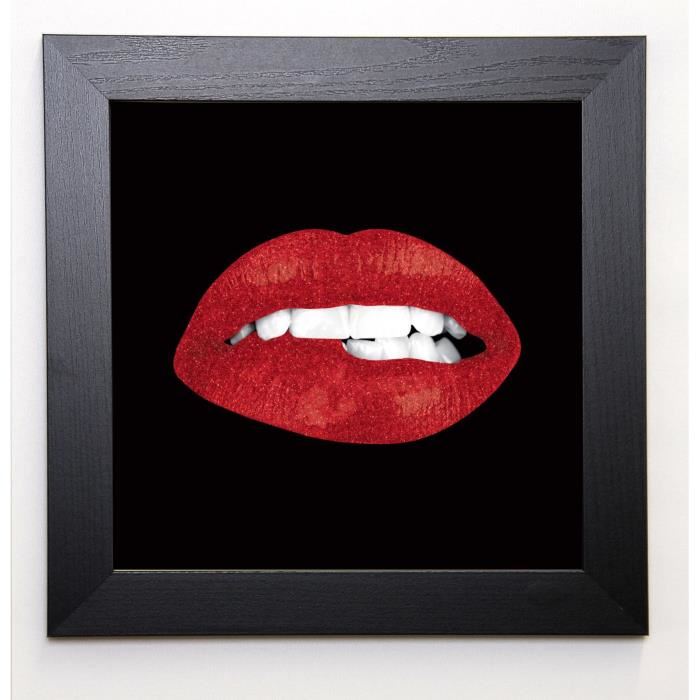 BLONDE ATTITUDE Image encadrée Red Lips 37x37 cm Rouge