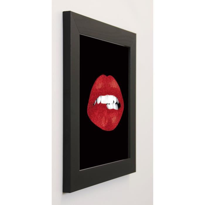 BLONDE ATTITUDE Image encadrée Red Lips 37x37 cm Rouge