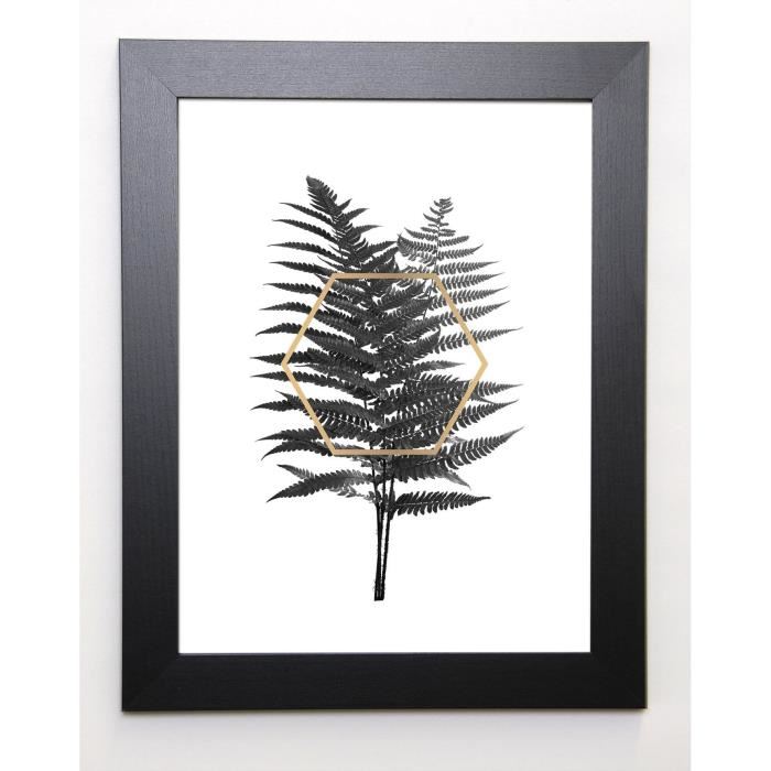 BRAUN STUDIO Image encadrée Fern leaf with gold - 37x47 cm - Blanc