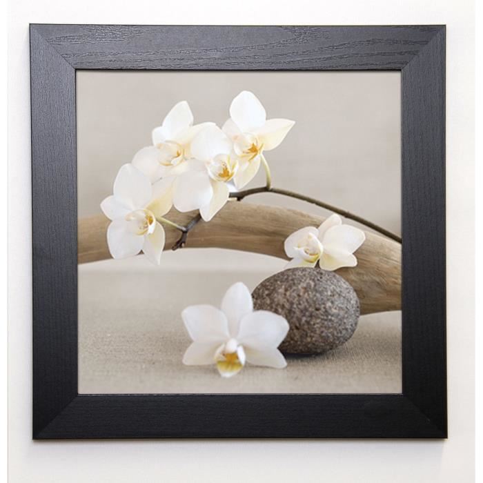 CHATELAIN SONIA Image encadrée White orchid 37x37 cm Beige